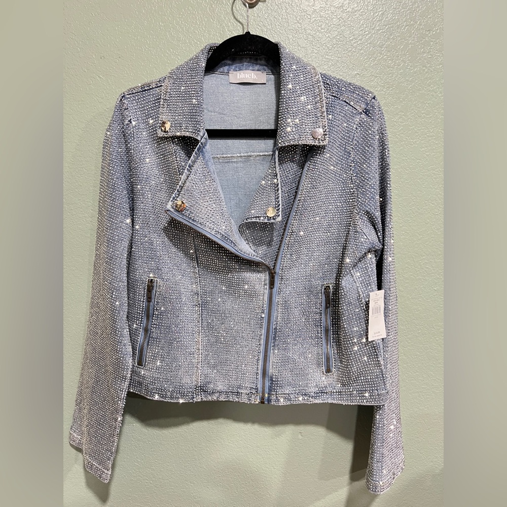 New BlueB Rhinestone Studded Moto Jacket